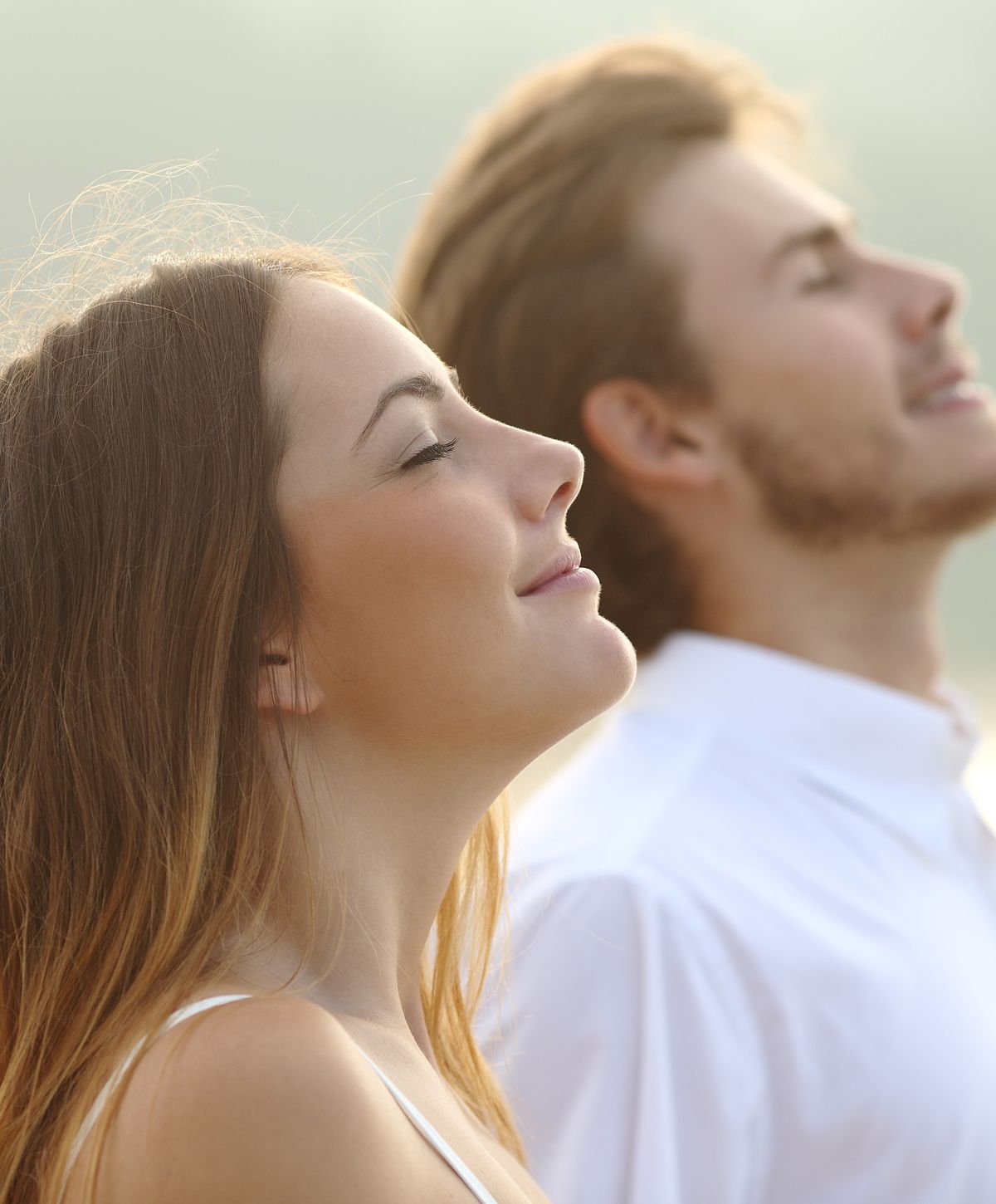 Couple enjoying a serene moment together.