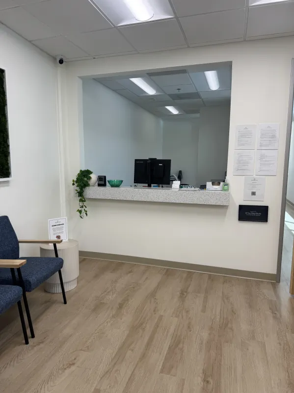 Reception desk at the Modena Health Eastlake office.