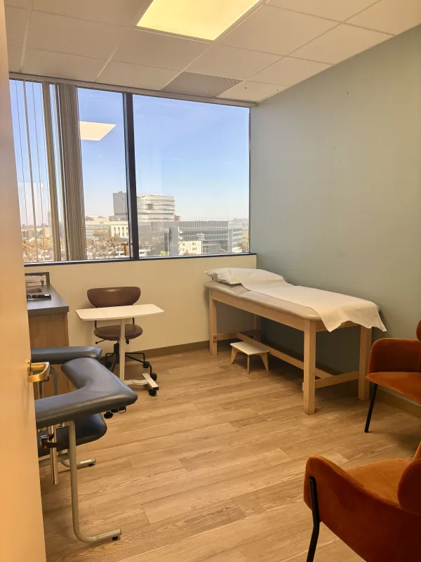Exam room with city views at the Modena Health La Jolla office.